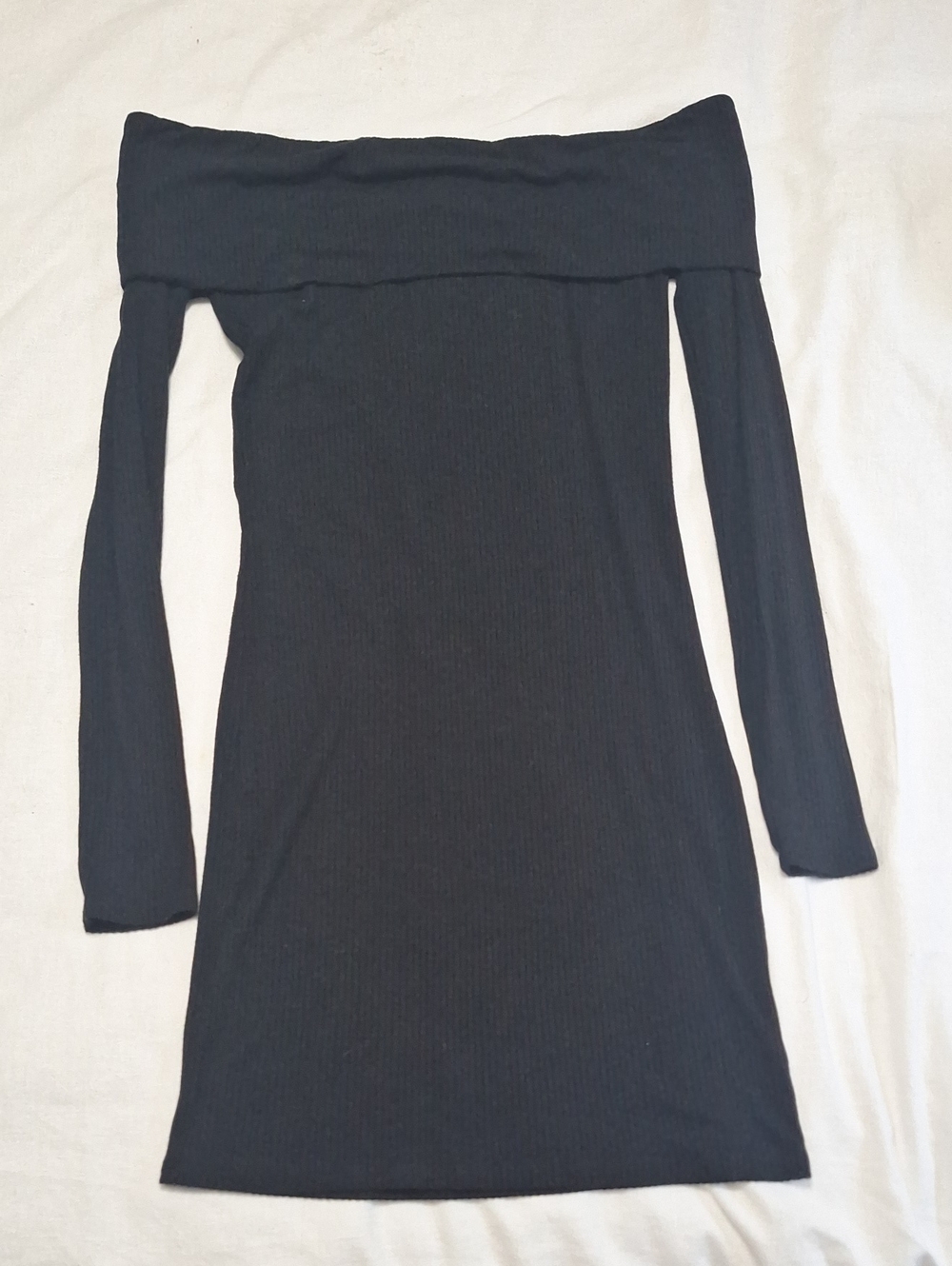 Aeropostale Black Ribbed Off-Shoulder Dress